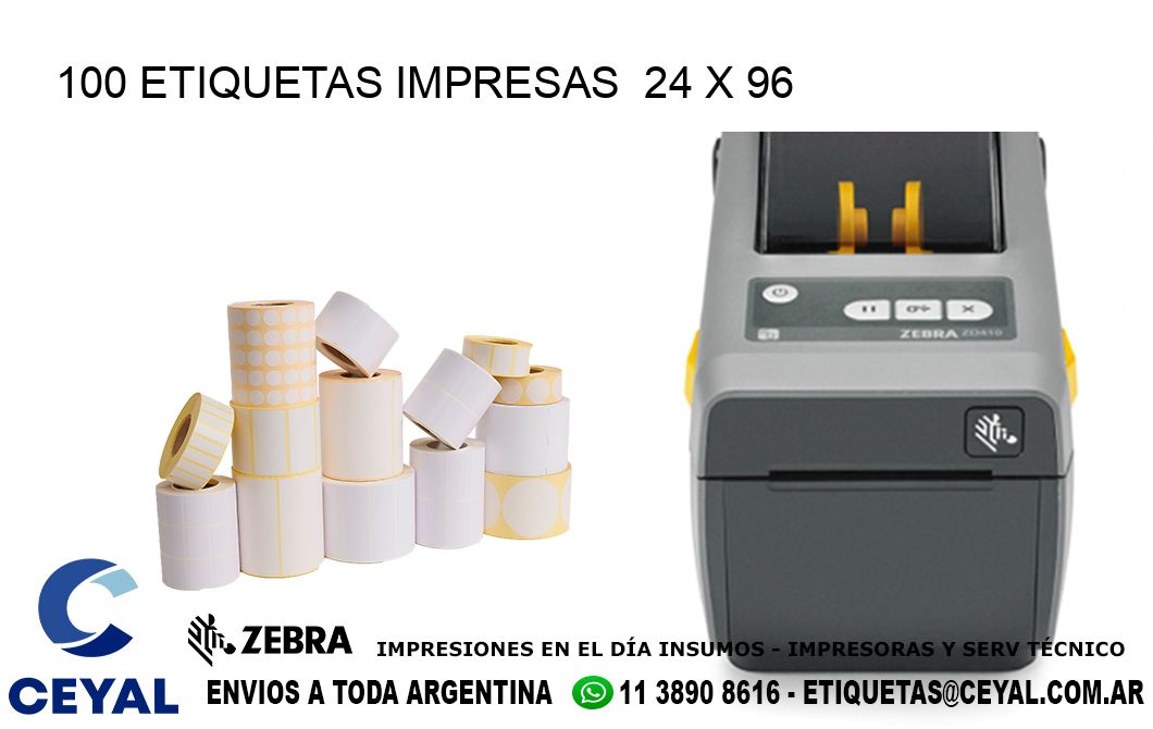 100 ETIQUETAS IMPRESAS  24 x 96