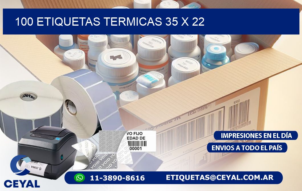 100 ETIQUETAS TERMICAS 35 x 22