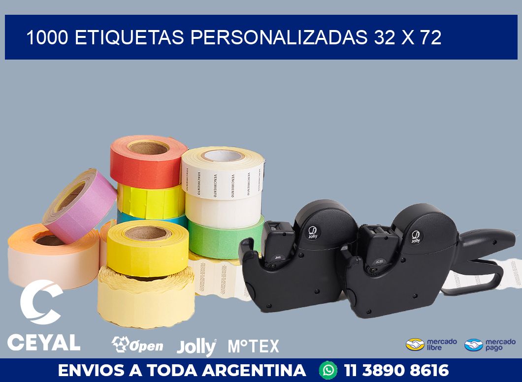1000 ETIQUETAS PERSONALIZADAS 32 x 72