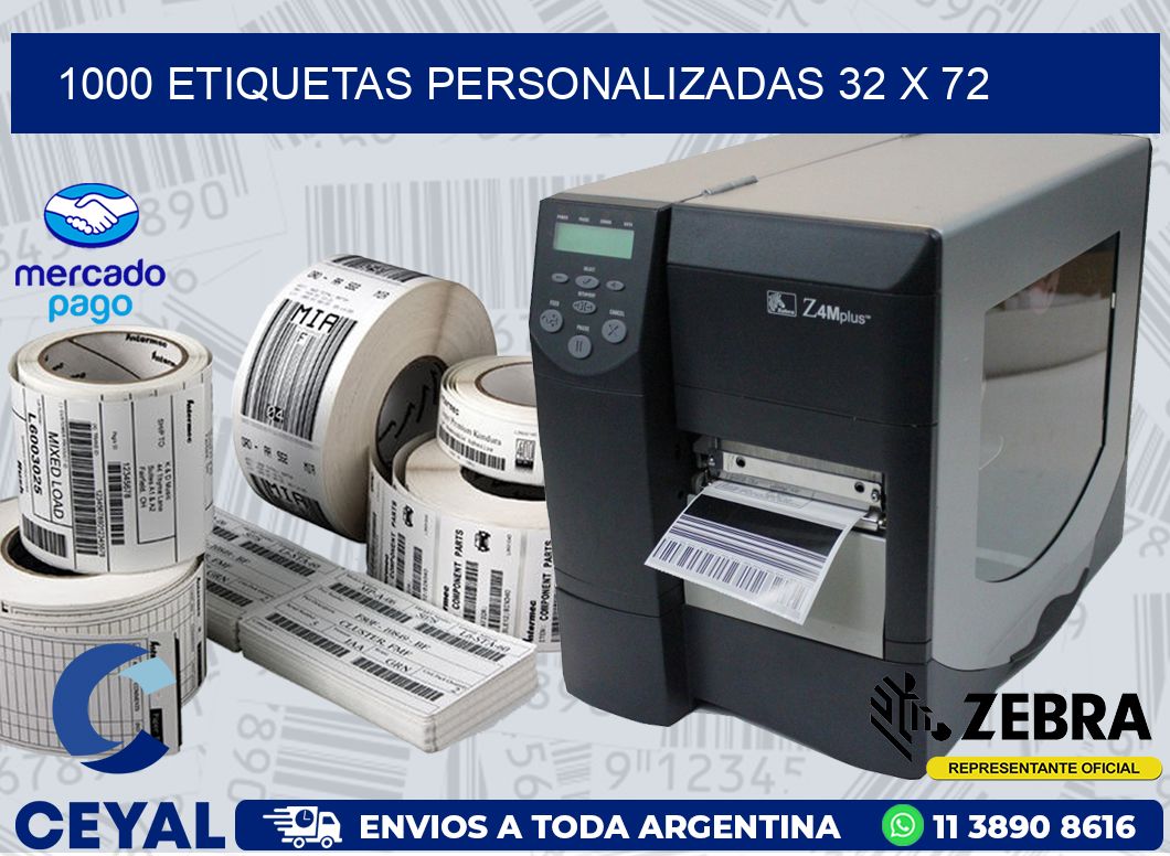 1000 ETIQUETAS PERSONALIZADAS 32 x 72