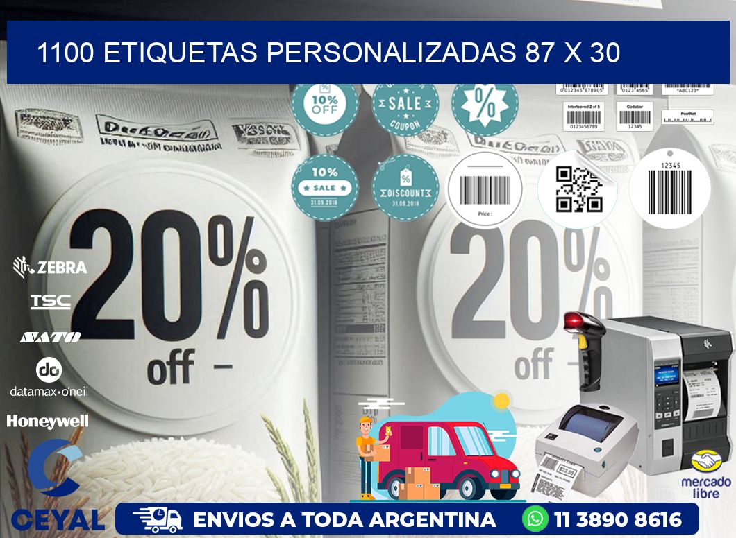 1100 ETIQUETAS PERSONALIZADAS 87 x 30