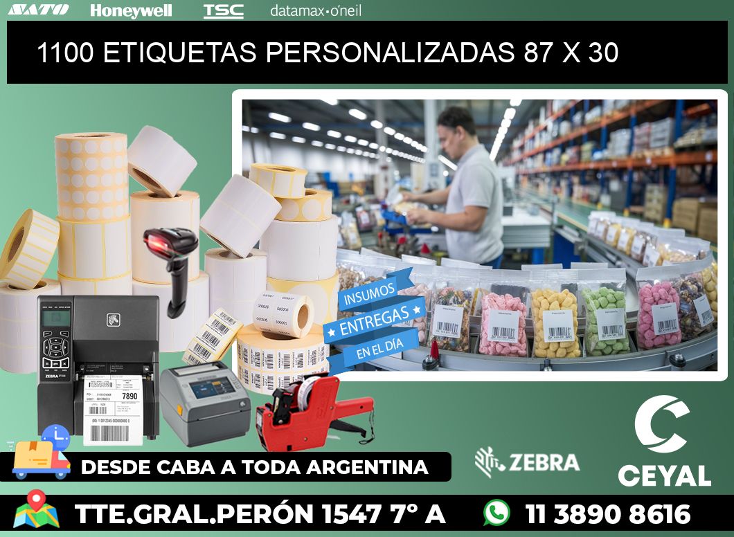 1100 ETIQUETAS PERSONALIZADAS 87 x 30