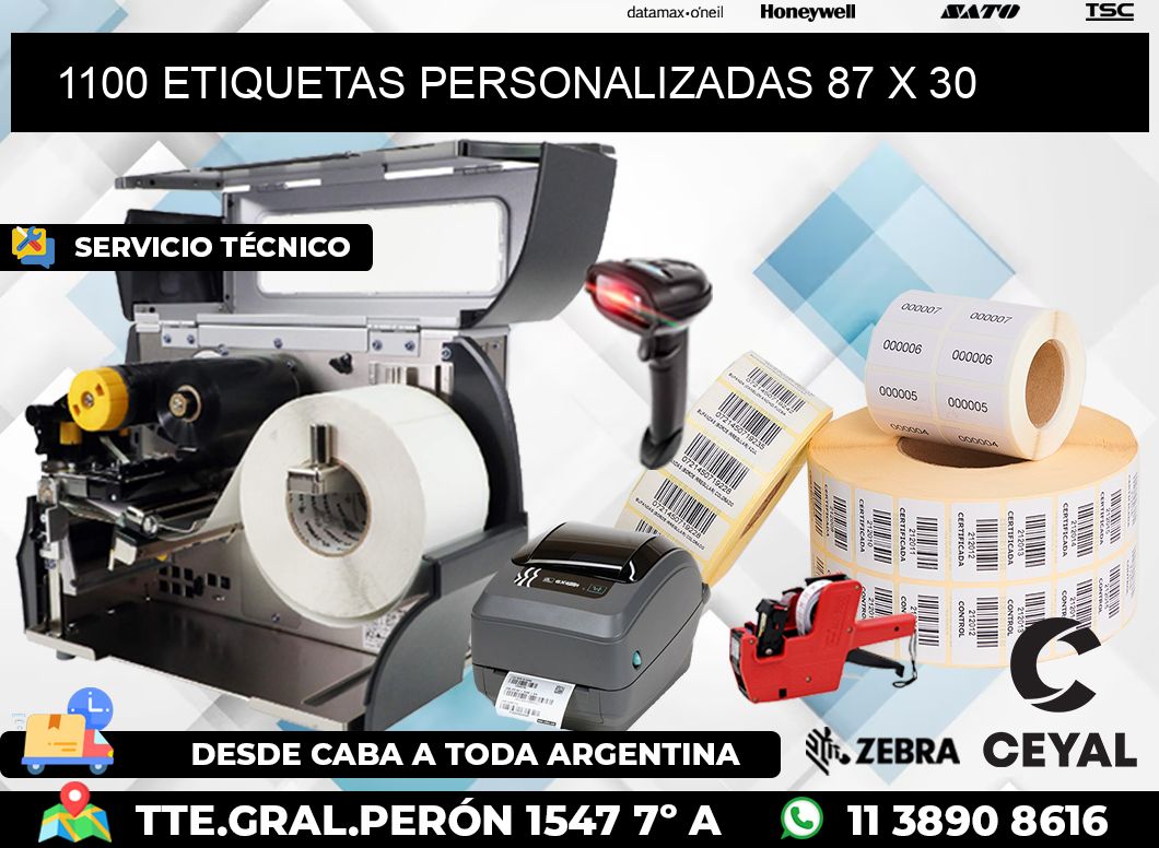 1100 ETIQUETAS PERSONALIZADAS 87 x 30