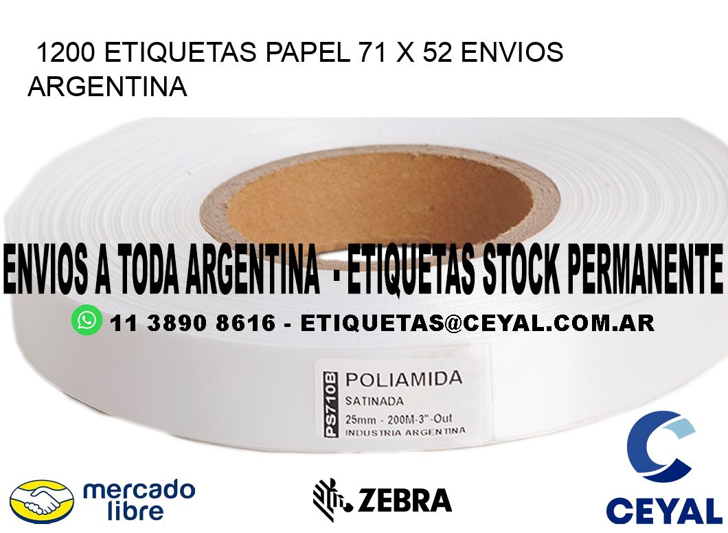 1200 ETIQUETAS PAPEL 71 x 52 ENVIOS ARGENTINA