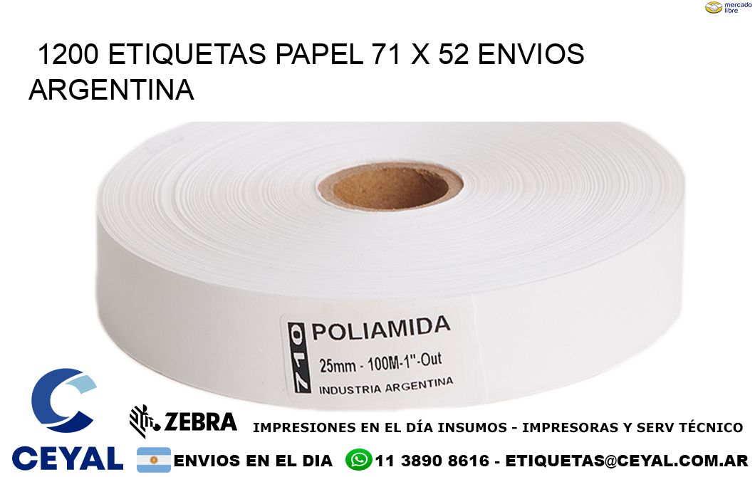 1200 ETIQUETAS PAPEL 71 x 52 ENVIOS ARGENTINA