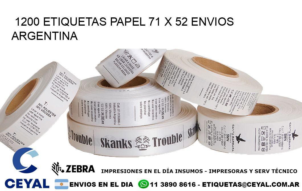 1200 ETIQUETAS PAPEL 71 x 52 ENVIOS ARGENTINA