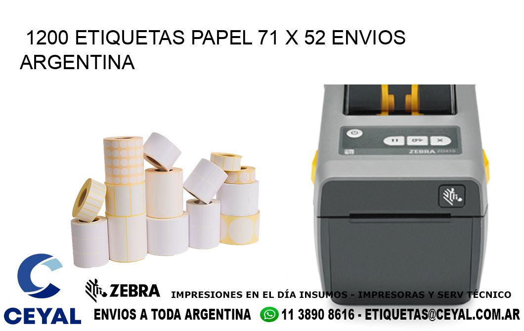 1200 ETIQUETAS PAPEL 71 x 52 ENVIOS ARGENTINA