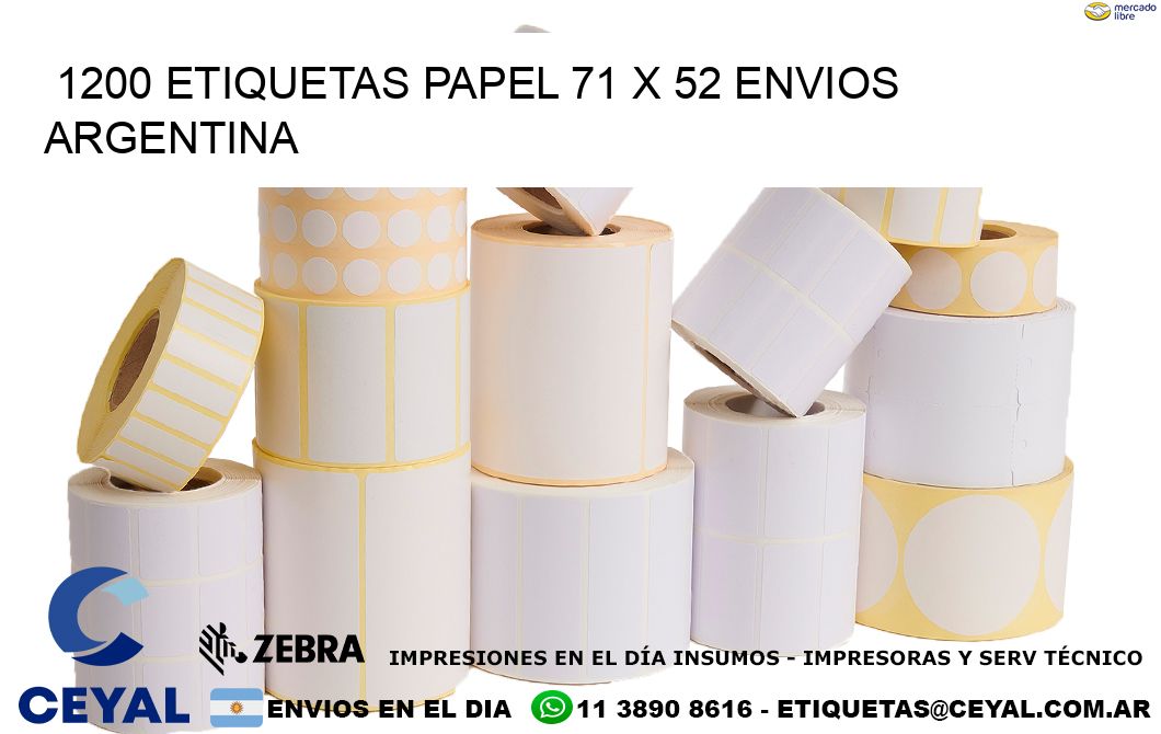 1200 ETIQUETAS PAPEL 71 x 52 ENVIOS ARGENTINA