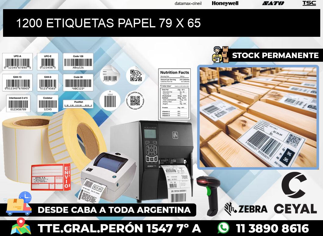 1200 ETIQUETAS PAPEL 79 x 65