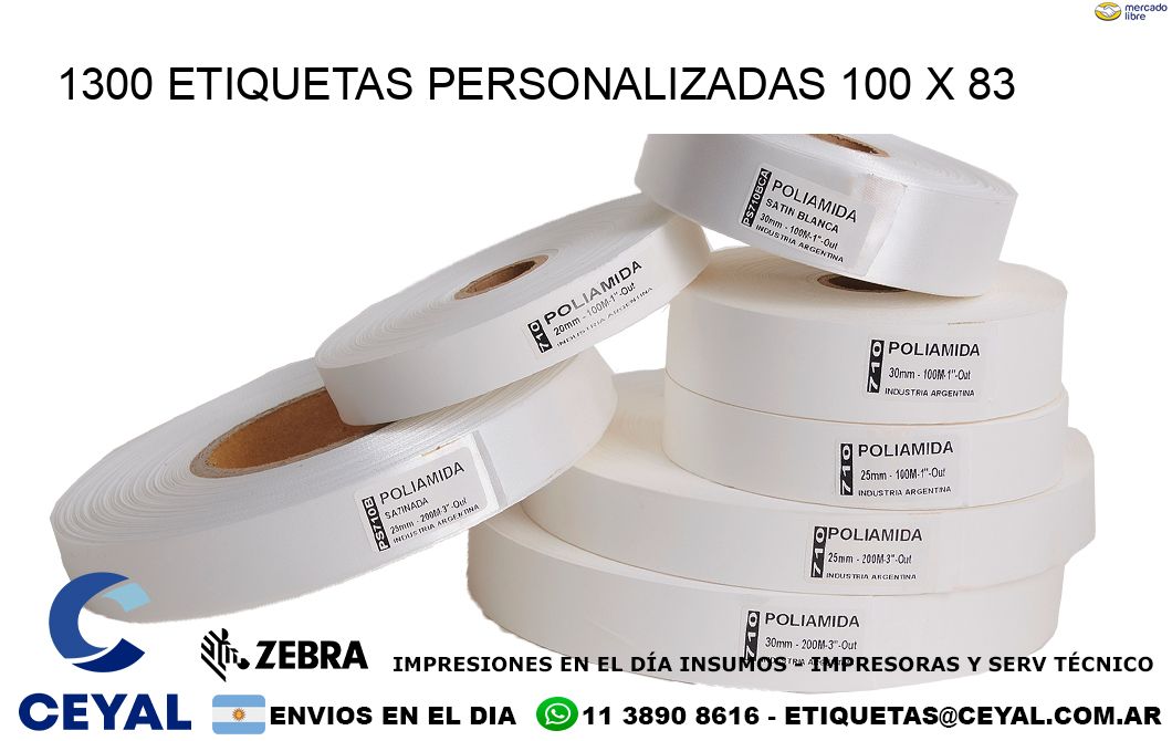 1300 ETIQUETAS PERSONALIZADAS 100 x 83