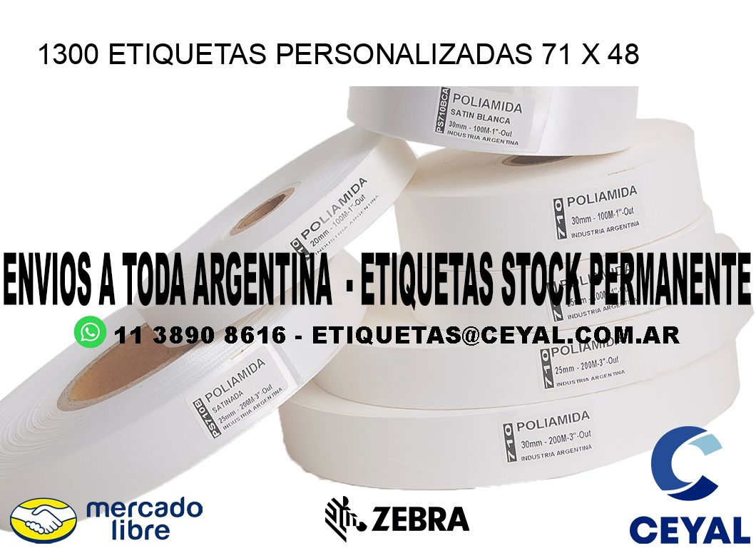 1300 ETIQUETAS PERSONALIZADAS 71 x 48