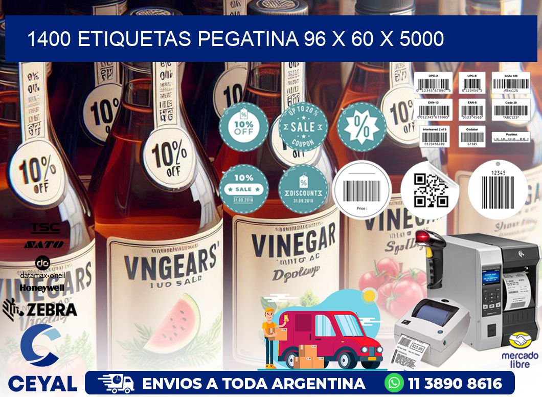 1400 ETIQUETAS PEGATINA 96 x 60 x 5000