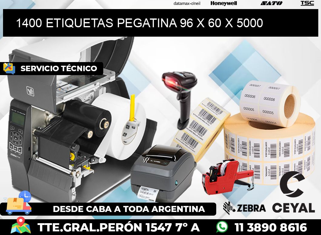 1400 ETIQUETAS PEGATINA 96 x 60 x 5000