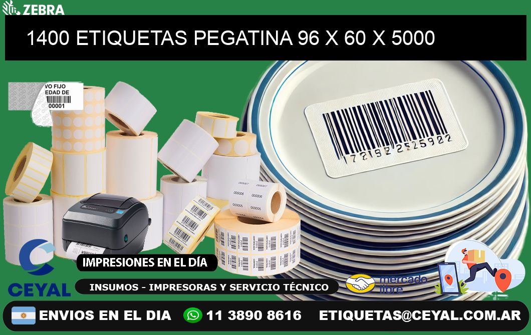 1400 ETIQUETAS PEGATINA 96 x 60 x 5000