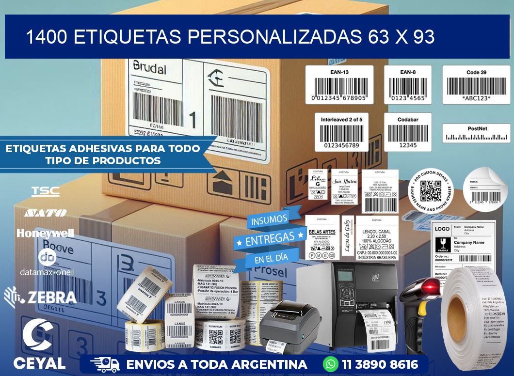 1400 ETIQUETAS PERSONALIZADAS 63 x 93