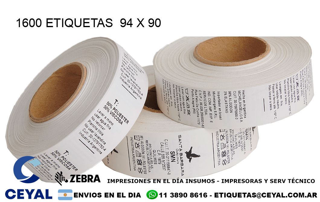 1600 ETIQUETAS  94 x 90
