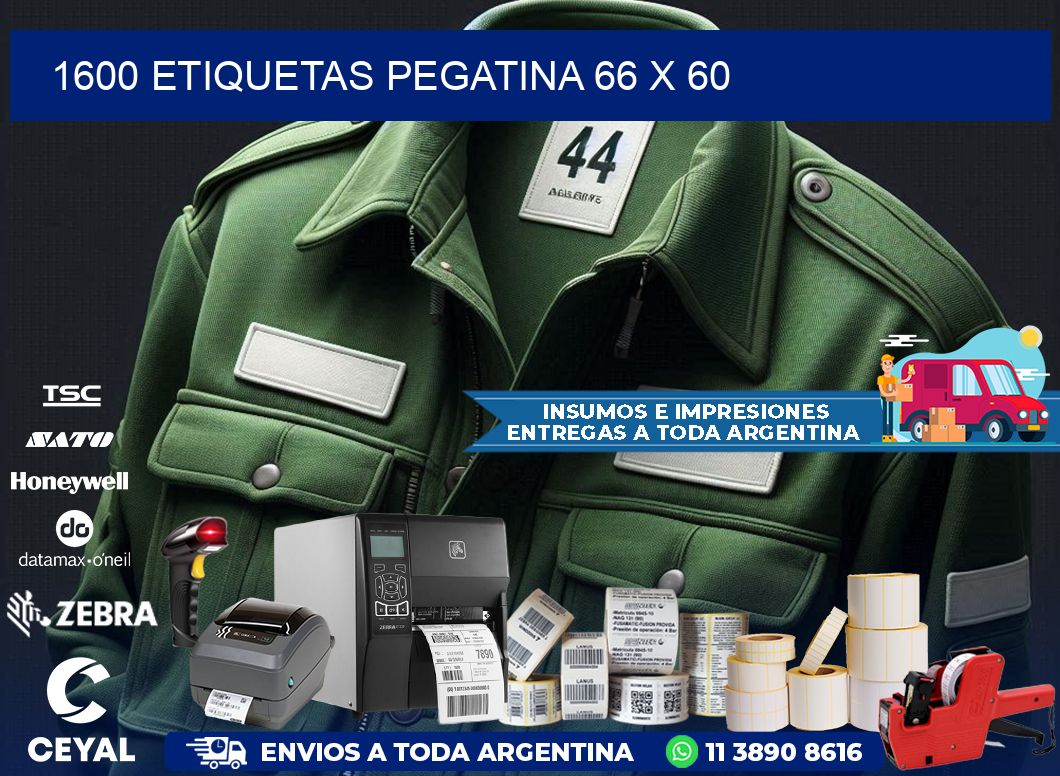 1600 ETIQUETAS PEGATINA 66 x 60