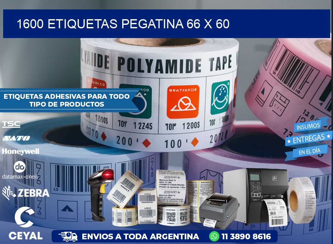 1600 ETIQUETAS PEGATINA 66 x 60