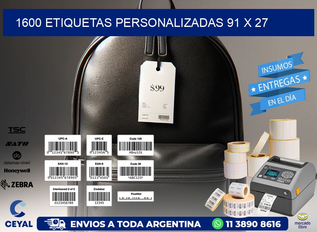 1600 ETIQUETAS PERSONALIZADAS 91 x 27