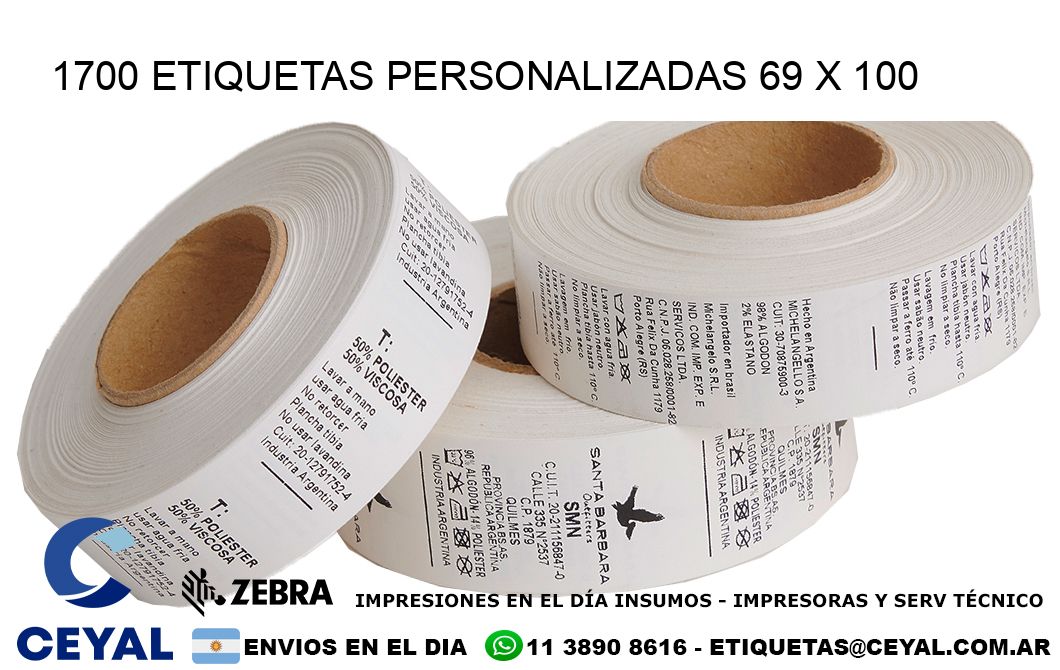 1700 ETIQUETAS PERSONALIZADAS 69 x 100