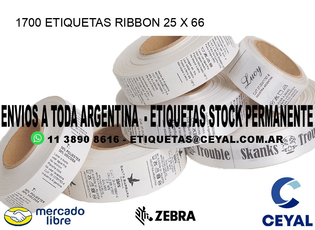 1700 ETIQUETAS RIBBON 25 x 66