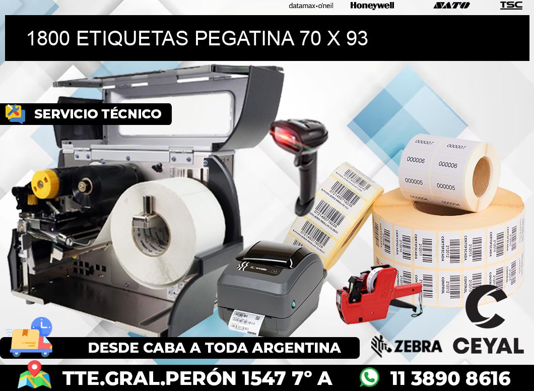 1800 ETIQUETAS PEGATINA 70 x 93