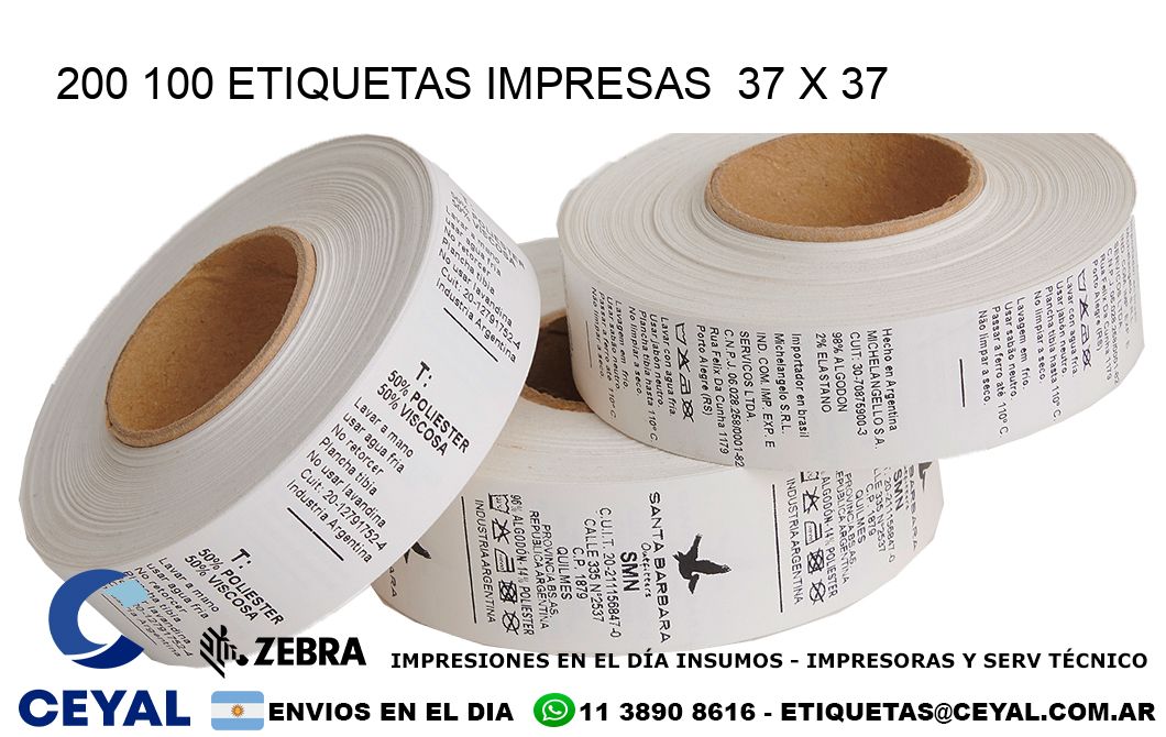 200 100 ETIQUETAS IMPRESAS  37 x 37