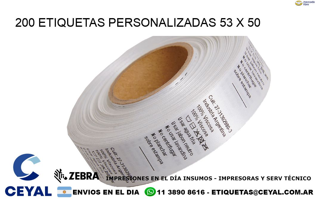 200 ETIQUETAS PERSONALIZADAS 53 x 50