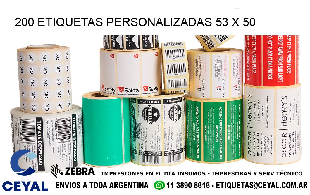 200 ETIQUETAS PERSONALIZADAS 53 x 50