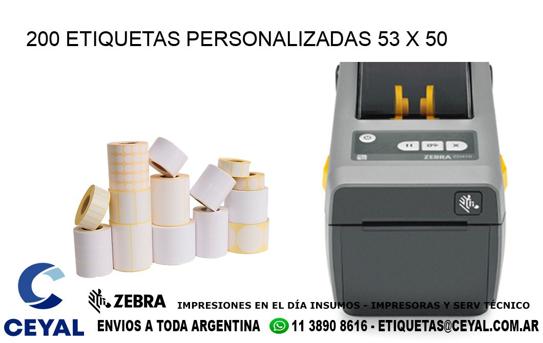 200 ETIQUETAS PERSONALIZADAS 53 x 50