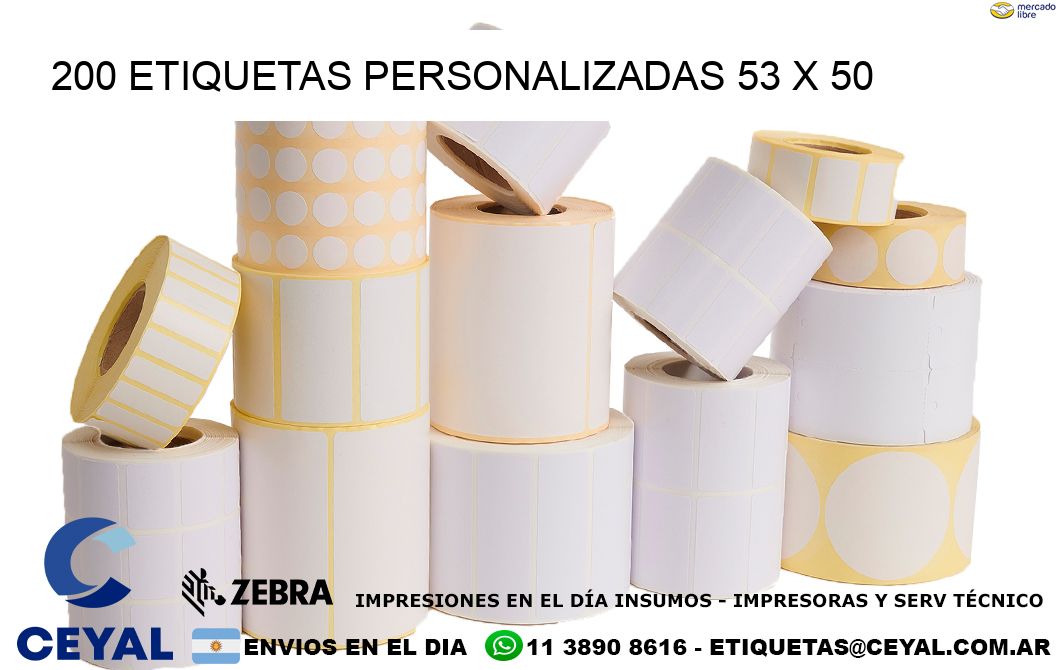 200 ETIQUETAS PERSONALIZADAS 53 x 50