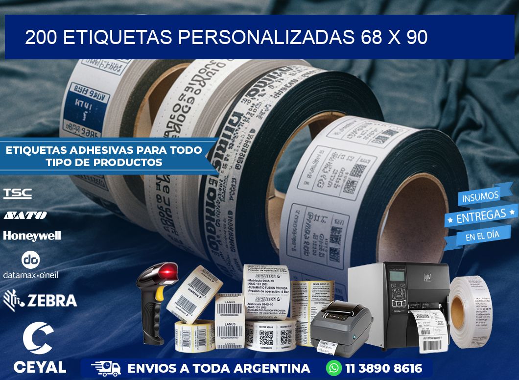 200 ETIQUETAS PERSONALIZADAS 68 x 90