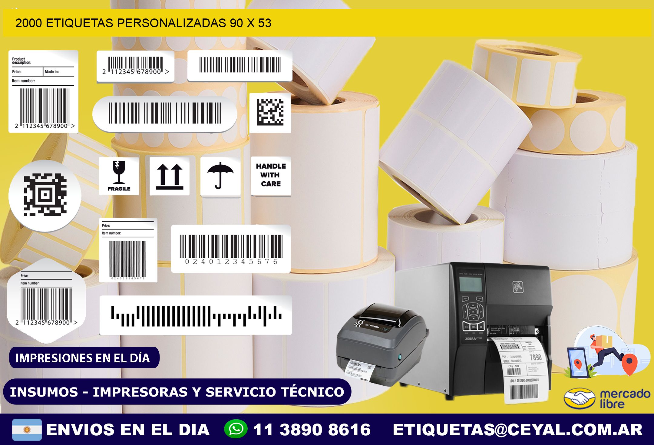 2000 ETIQUETAS PERSONALIZADAS 90 x 53