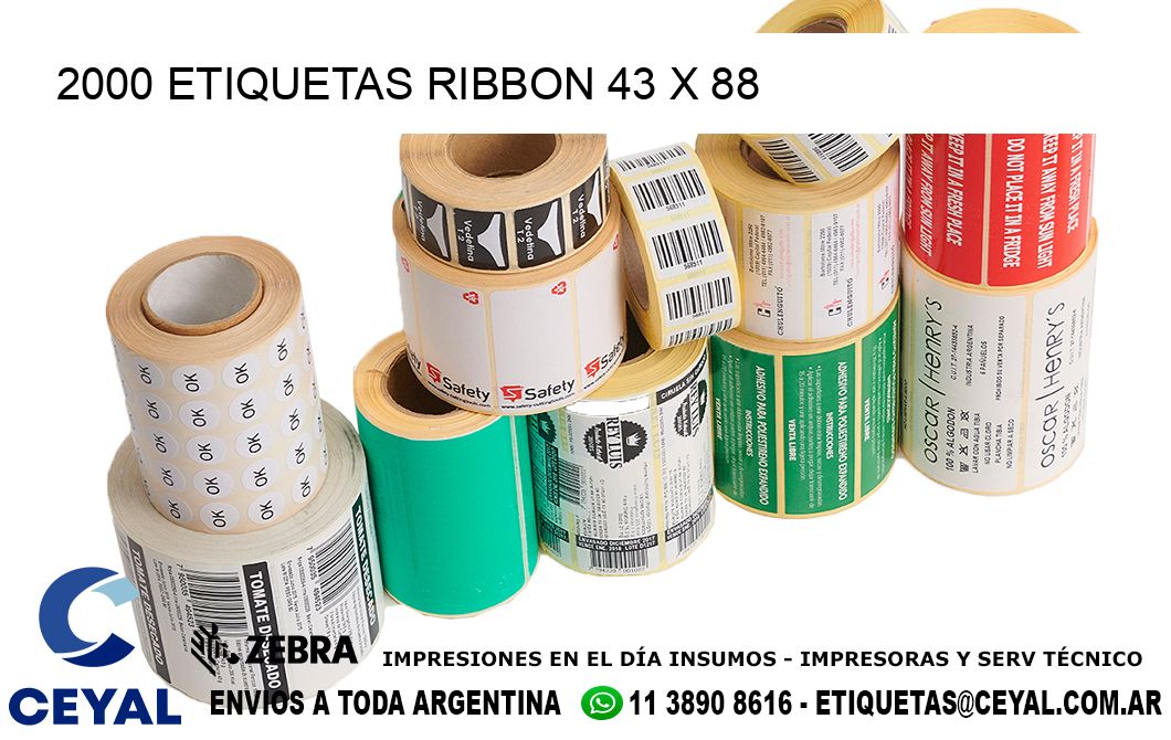 2000 ETIQUETAS RIBBON 43 x 88