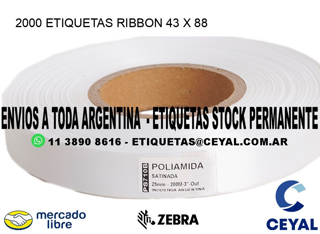 2000 ETIQUETAS RIBBON 43 x 88