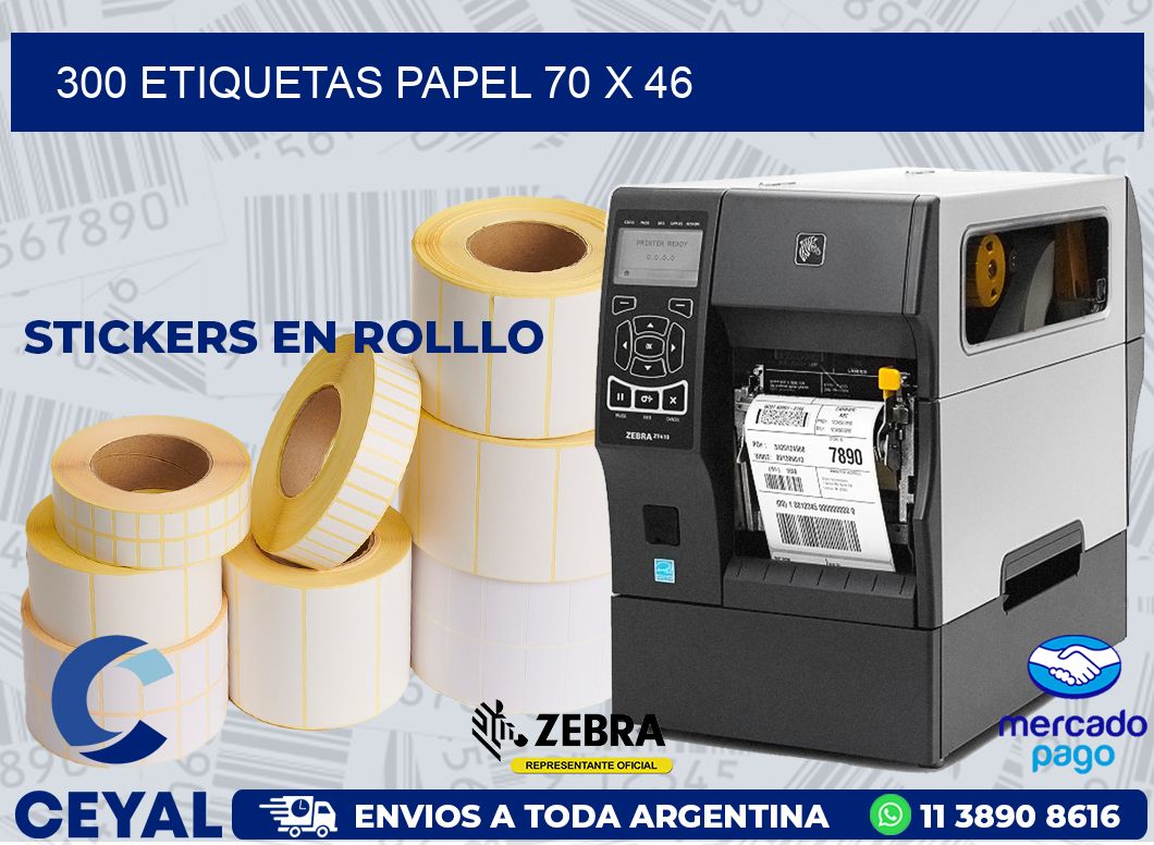 300 ETIQUETAS PAPEL 70 x 46