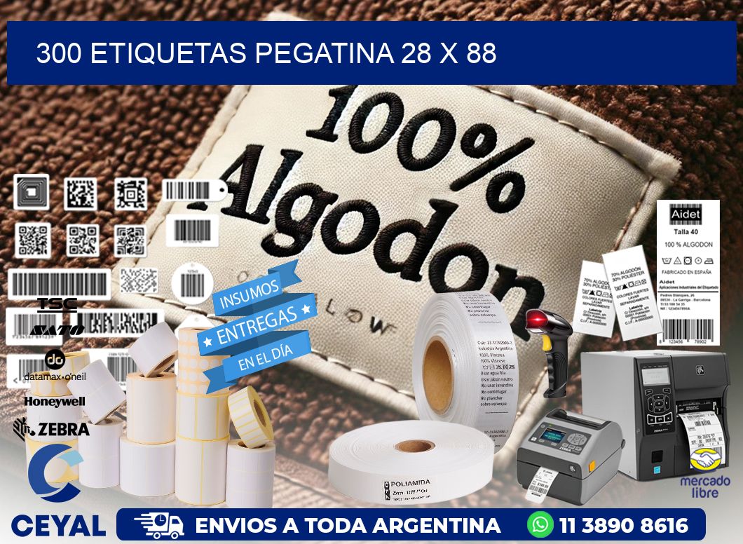 300 ETIQUETAS PEGATINA 28 x 88