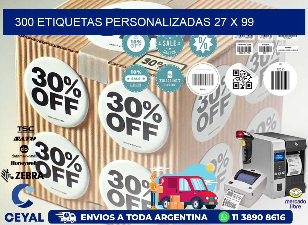 300 ETIQUETAS PERSONALIZADAS 27 x 99