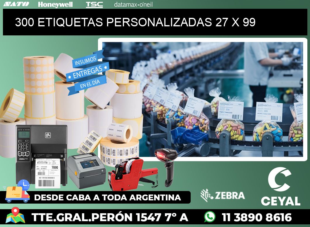 300 ETIQUETAS PERSONALIZADAS 27 x 99