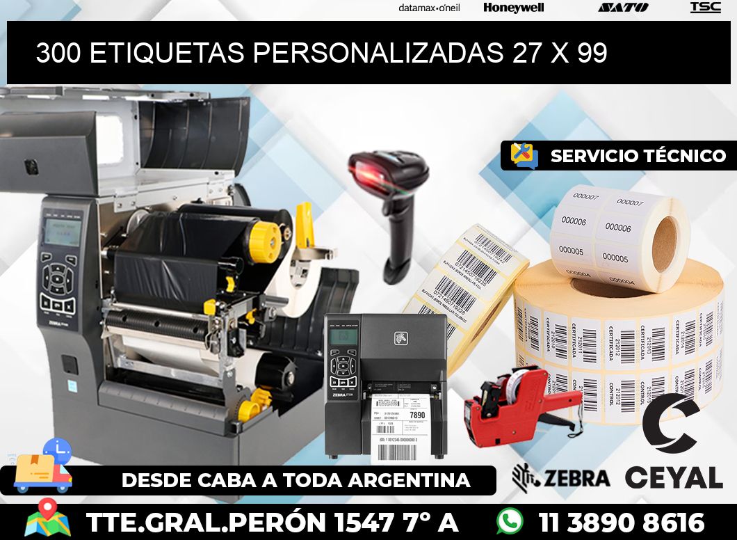 300 ETIQUETAS PERSONALIZADAS 27 x 99