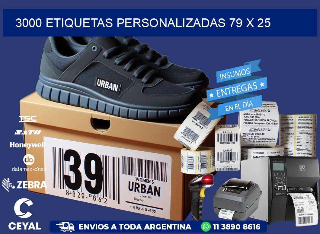 3000 ETIQUETAS PERSONALIZADAS 79 x 25