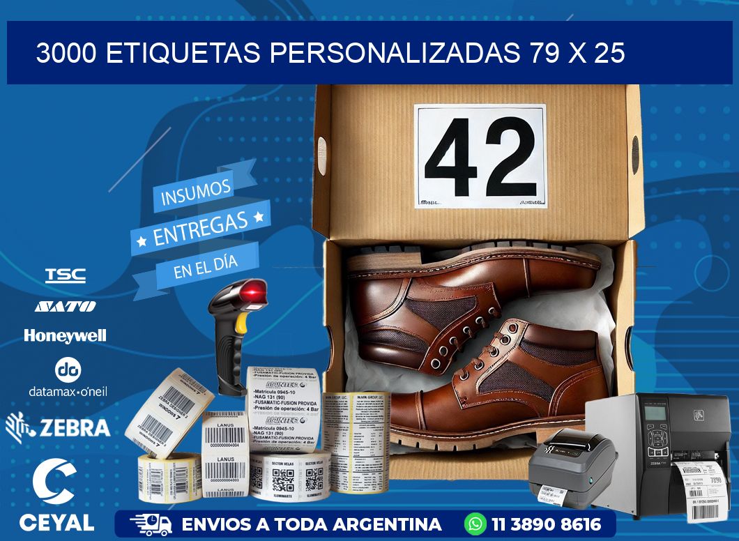 3000 ETIQUETAS PERSONALIZADAS 79 x 25