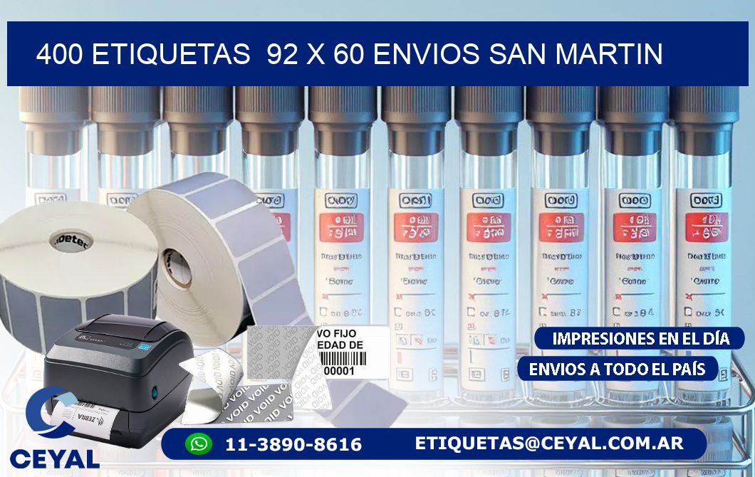 400 ETIQUETAS  92 x 60 ENVIOS SAN MARTIN