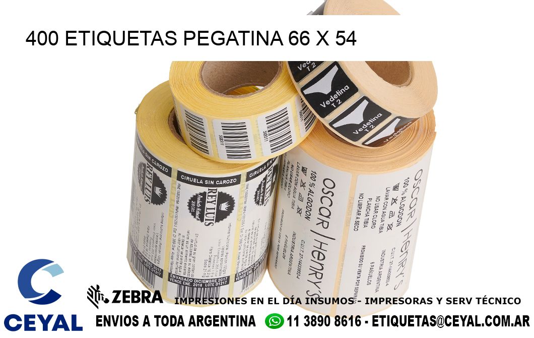 400 ETIQUETAS PEGATINA 66 x 54