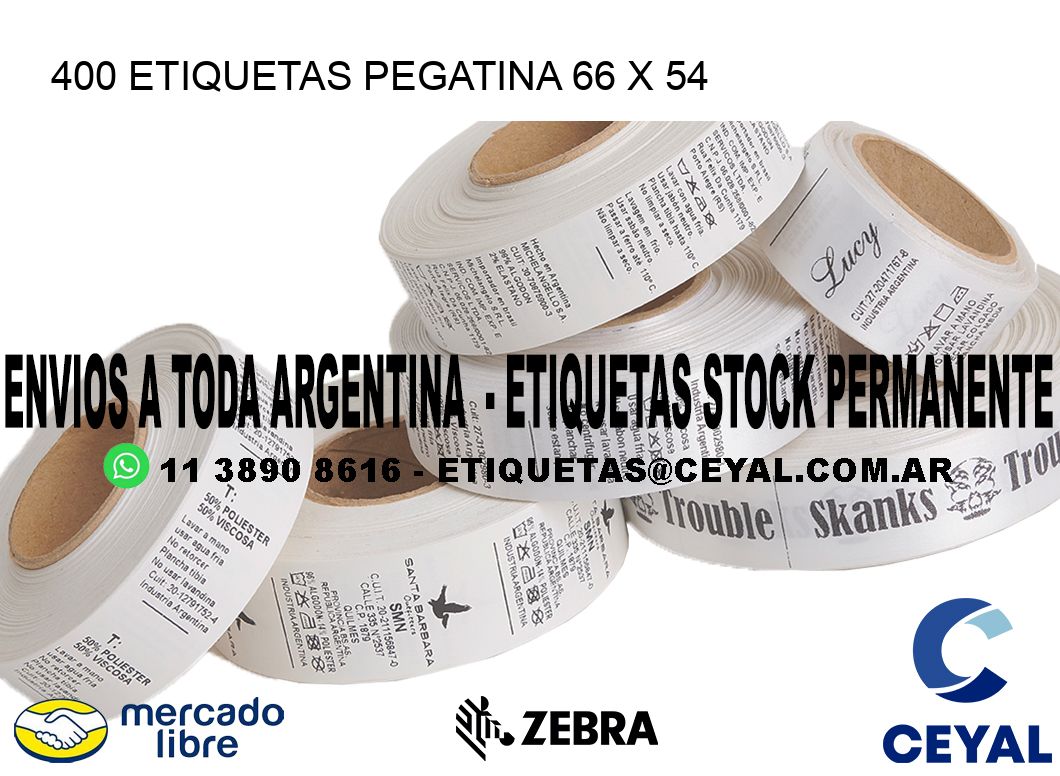 400 ETIQUETAS PEGATINA 66 x 54