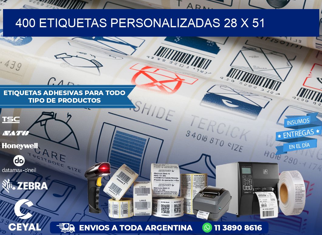 400 ETIQUETAS PERSONALIZADAS 28 x 51