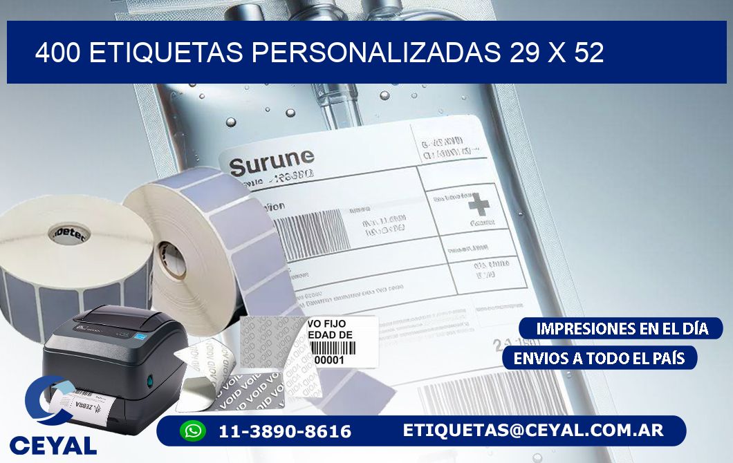 400 ETIQUETAS PERSONALIZADAS 29 x 52