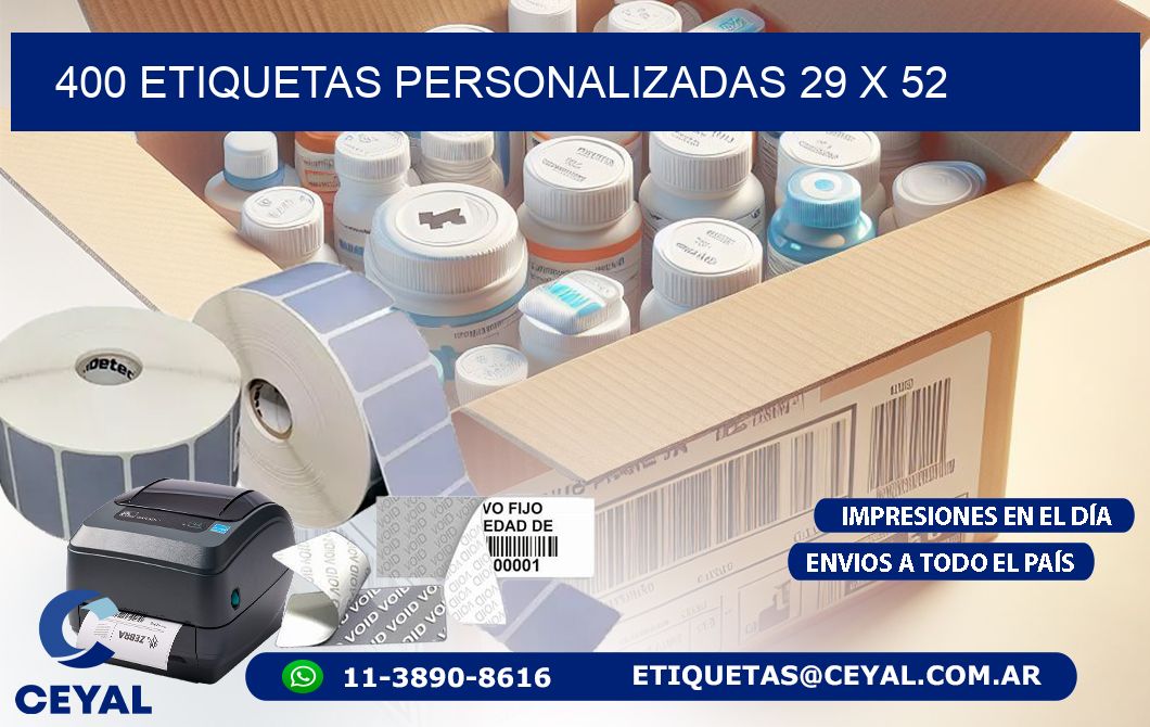 400 ETIQUETAS PERSONALIZADAS 29 x 52