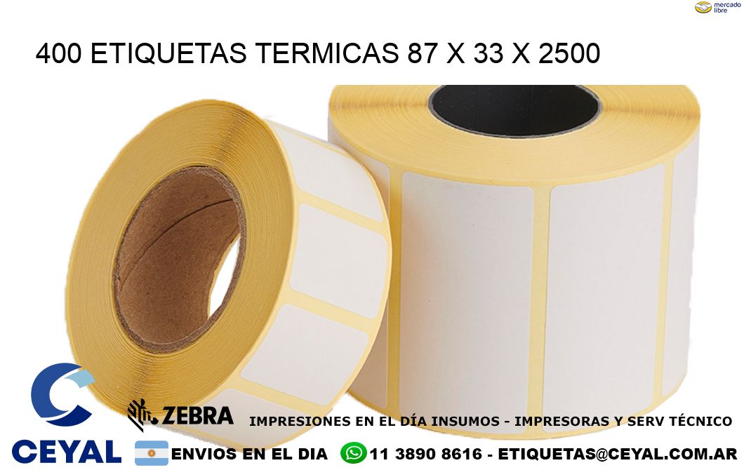 400 ETIQUETAS TERMICAS 87 x 33 x 2500