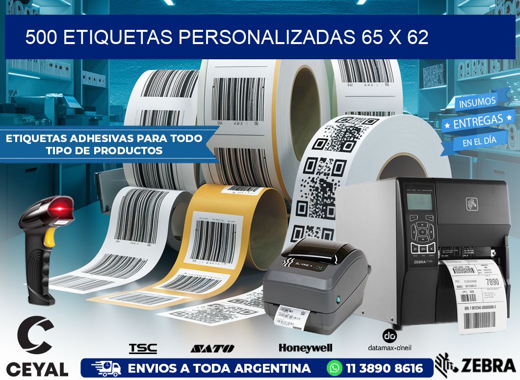 500 ETIQUETAS PERSONALIZADAS 65 x 62